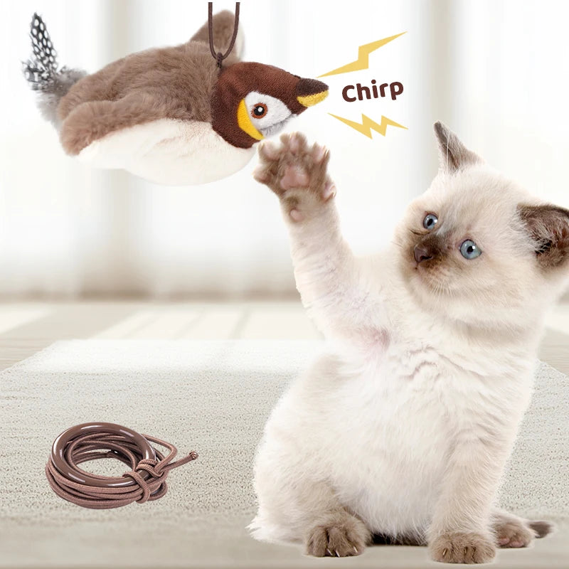 Rechargeable Chirping Flapping Bird Cat Toy with Catnip