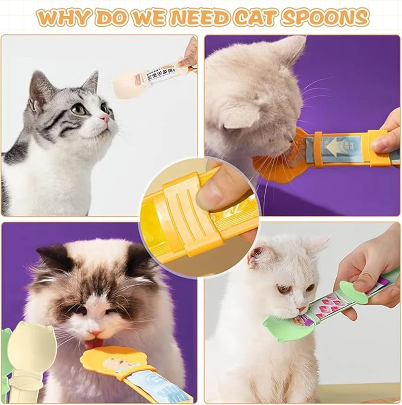 Cat Treat Strip Feeder Spoon for Wet and Liquid Food