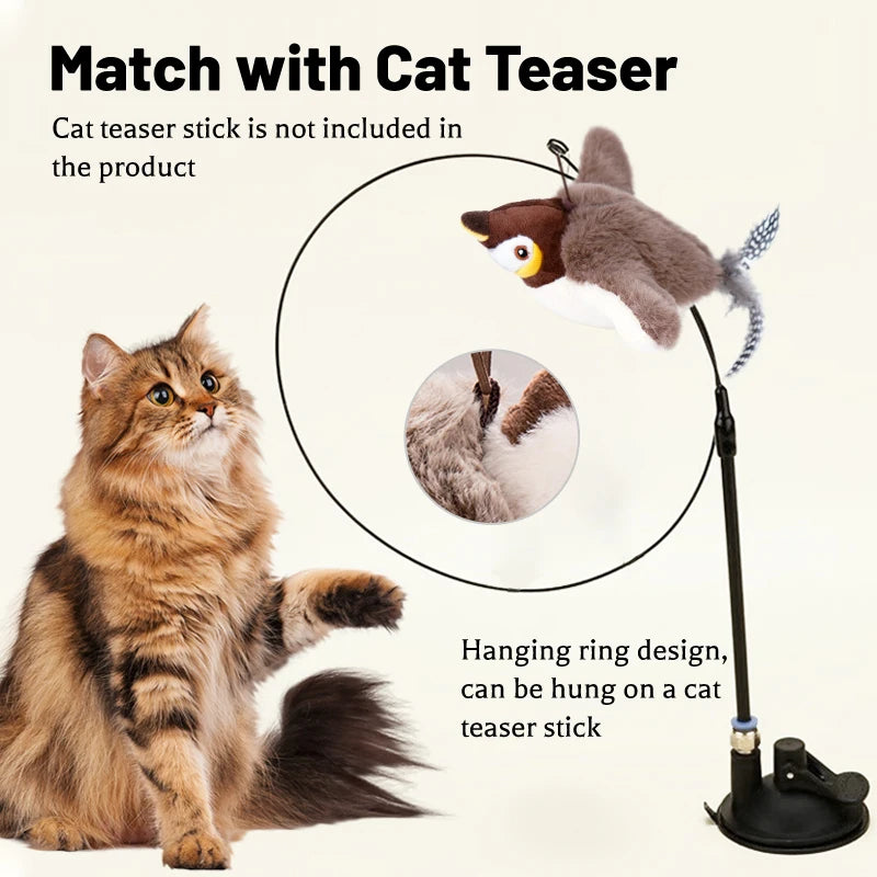 Rechargeable Chirping Flapping Bird Cat Toy with Catnip