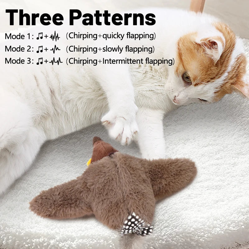Rechargeable Chirping Flapping Bird Cat Toy with Catnip