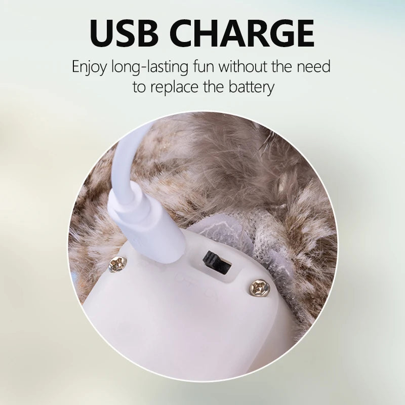 Rechargeable Chirping Flapping Bird Cat Toy with Catnip