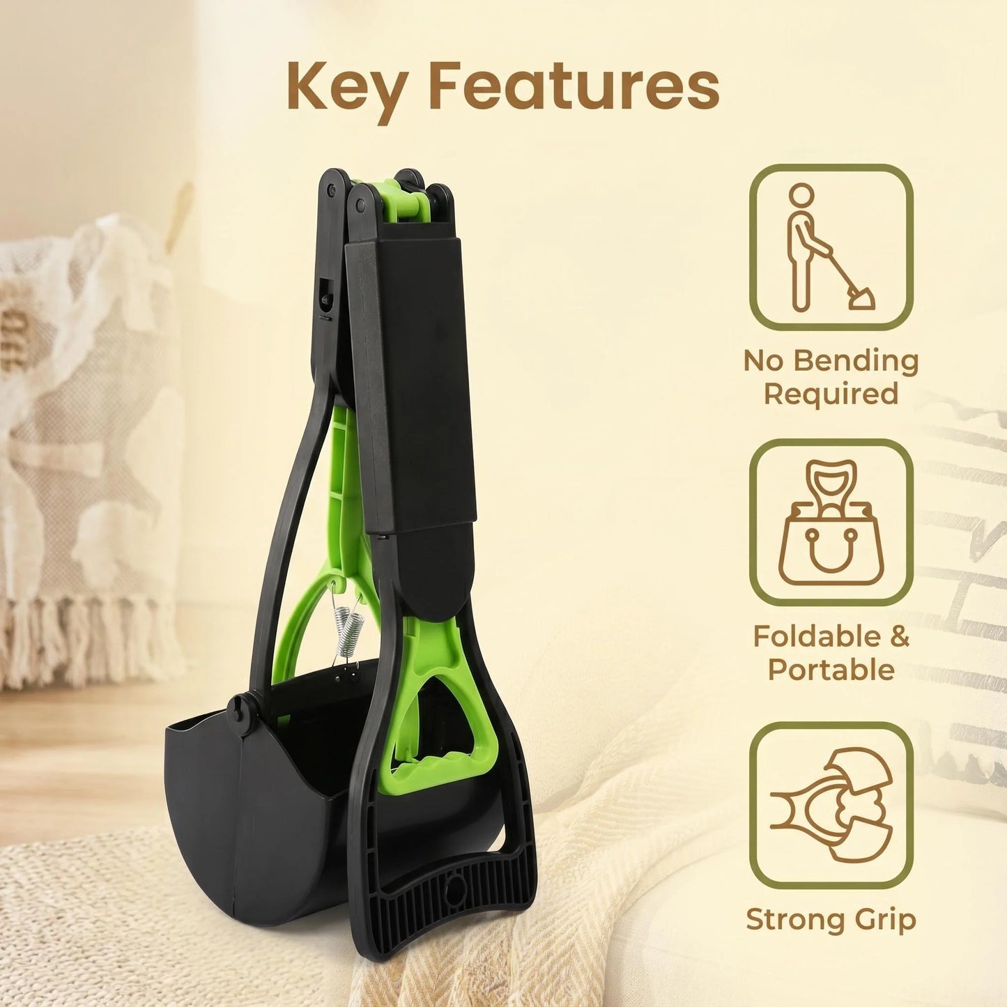 Folding Dog Pooper Scooper with Long Handle 70 cm