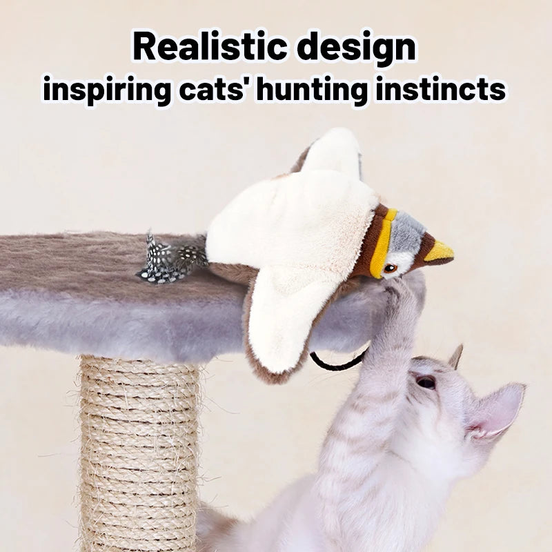 Rechargeable Chirping Flapping Bird Cat Toy with Catnip