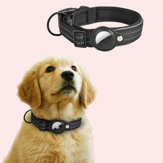Reflective AirTag Dog Collar With Padded Nylon Design