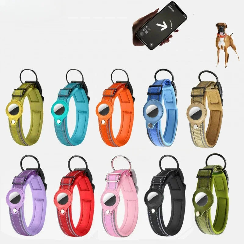 Reflective AirTag Dog Collar With Padded Nylon Design