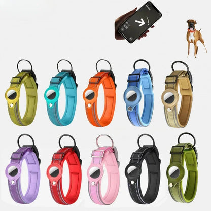 Reflective AirTag Dog Collar With Padded Nylon Design